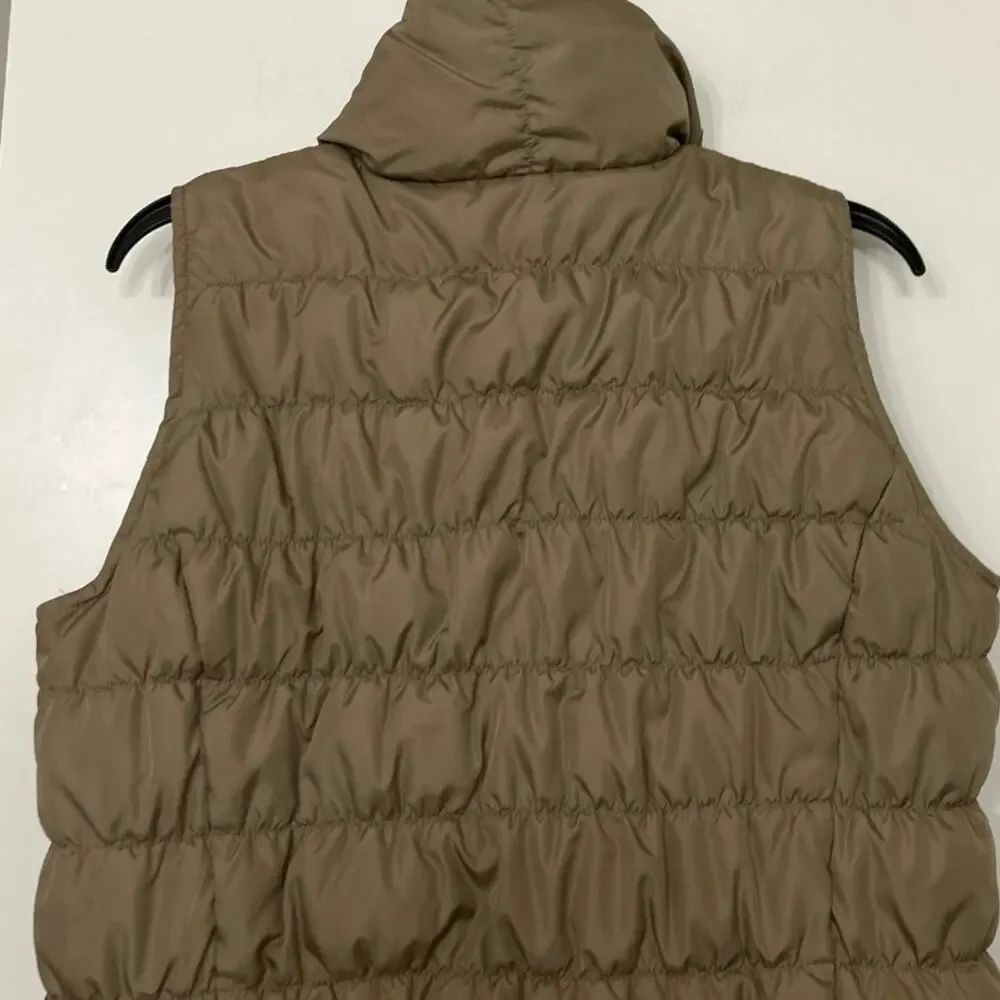 Coldwater Creek Taupe Down Puffer Vest Medium 10/12 Outdoor Active Neutral